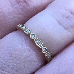 14k YG Natural Diamond Full Eternity Band Art Deco Style